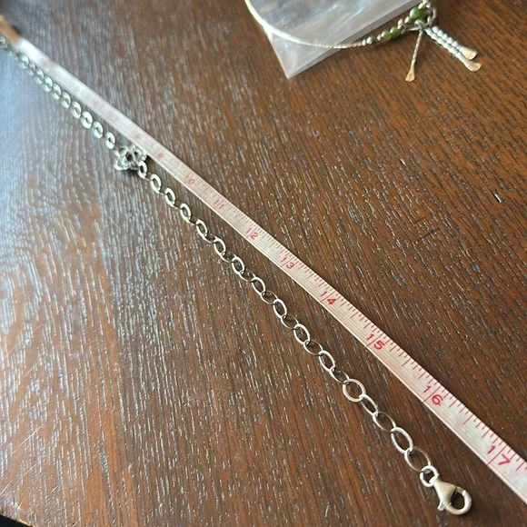 Stamped silver Silpada large link chain necklace w floating hammered pendant - Picture 10 of 11